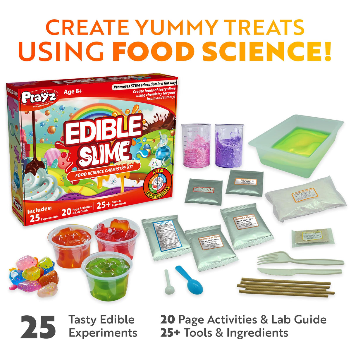 Playz Edible Slime Candy Kit lab guide inside showing kid-friendly steps.