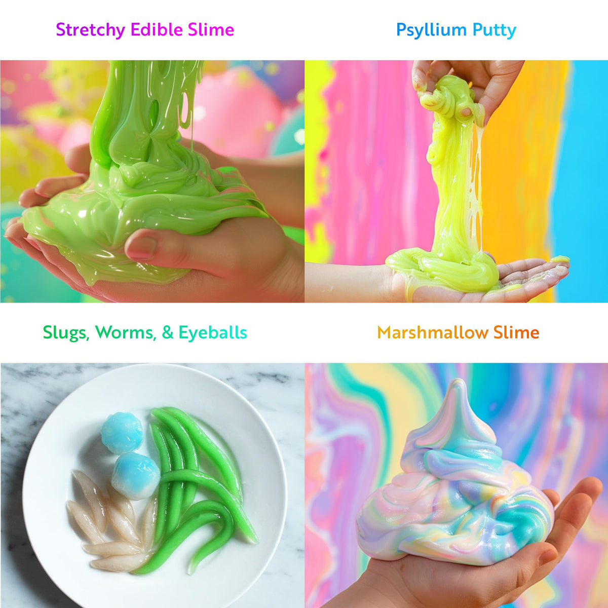 Playz Edible Slime Candy Kit tools and ingredients ready for experiments.