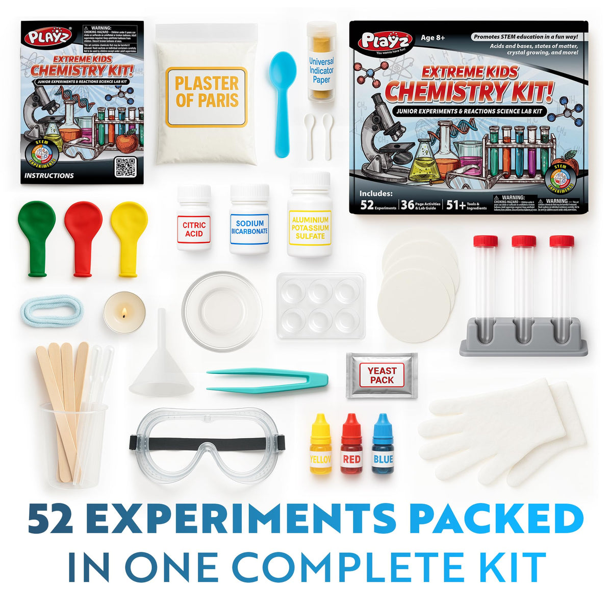Playz Extreme Chemistry Set self-inflating balloon demonstration sparks curiosity