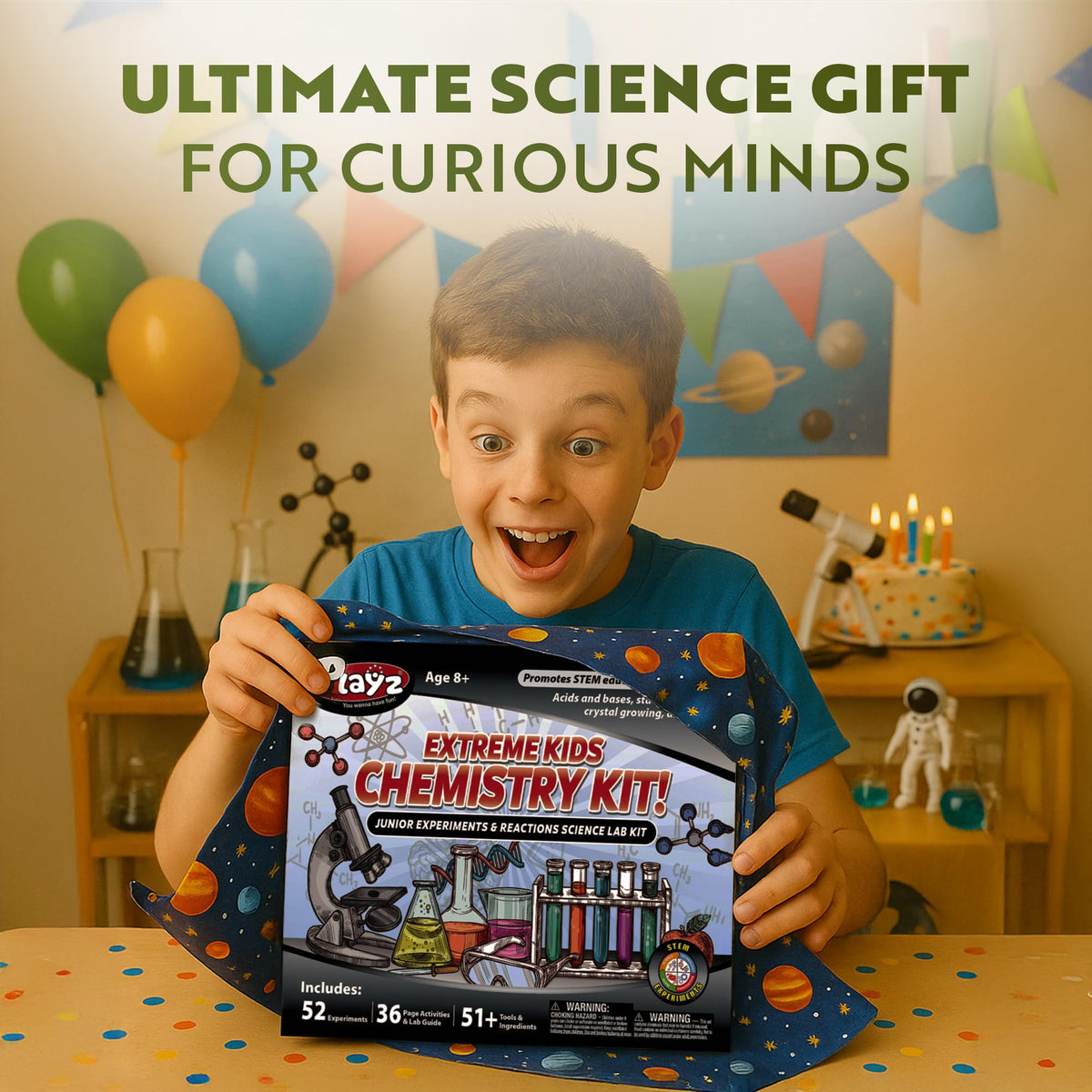 Playz Extreme Chemistry Set organized storage keeps supplies neat