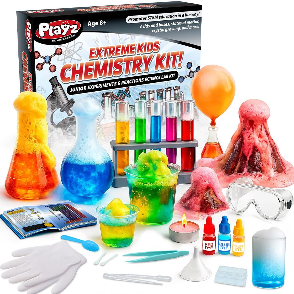 Playz Extreme Chemistry Set volcano experiment for engaging home science