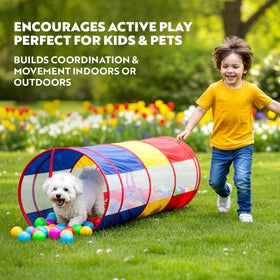 Playz indoor-outdoor tunnel use adapts to parks or living rooms.