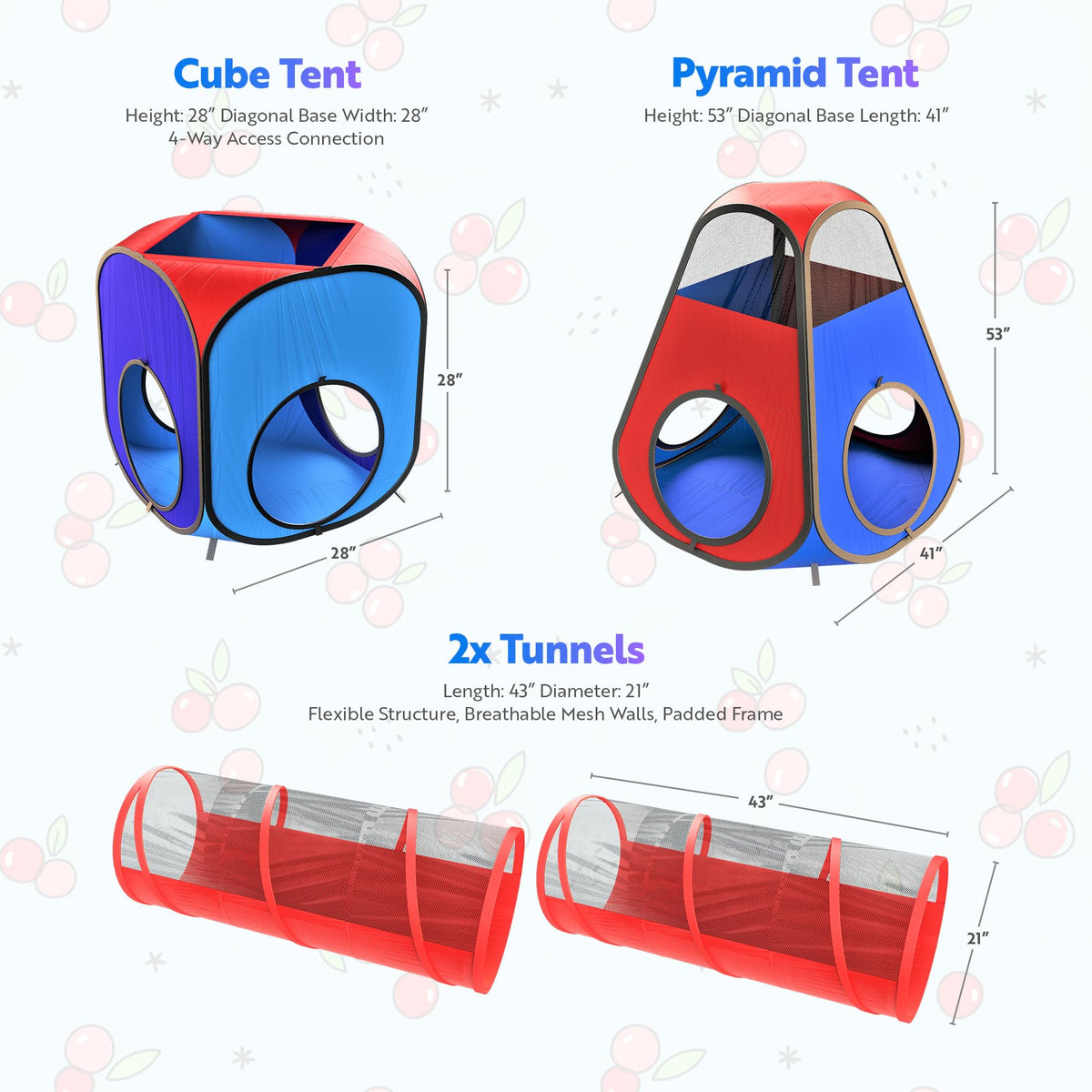 Playz interactive crawl tunnels – obstacle course boosts active play.