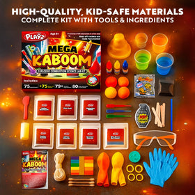 Playz Mega Kaboom balloon-rocket-demo image showing hands-on experiments for young learners.
