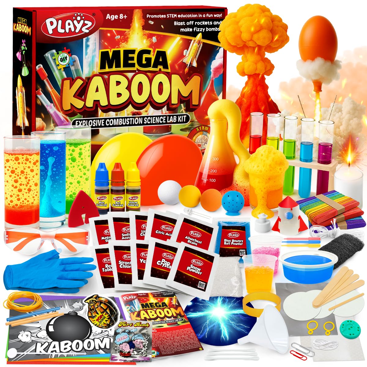 Playz Mega Kaboom box-front view, offering engaging science fun for curious kids.