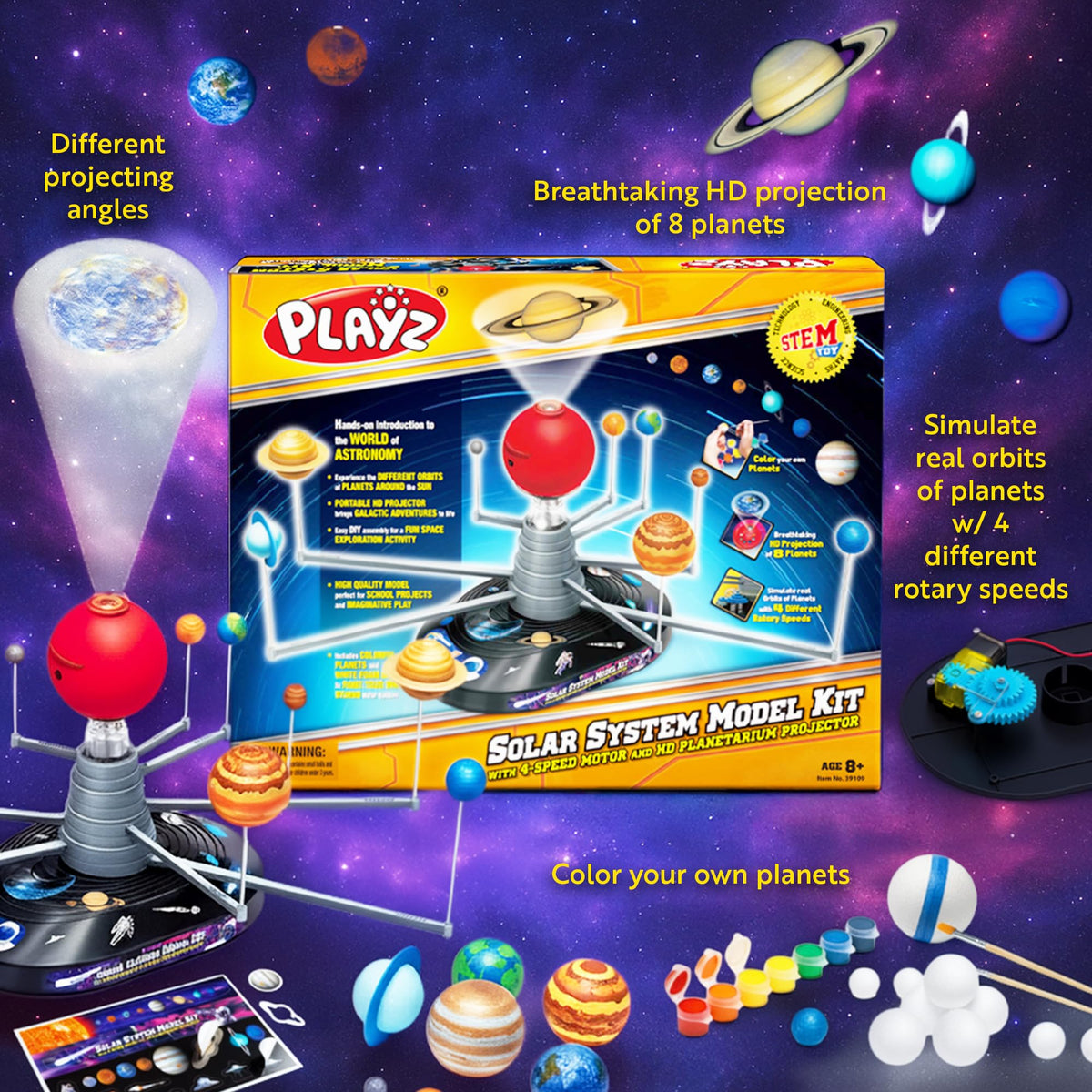 Portable Sun HD projector from Playz projects planets onto any surface.