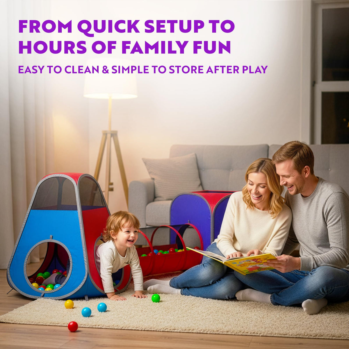 Playz premium 190T fabric – soft and durable for kids.