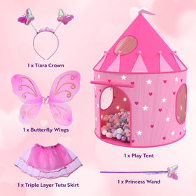 Playz Princess Castle Tent with glow-in-the-dark stars for indoor play
