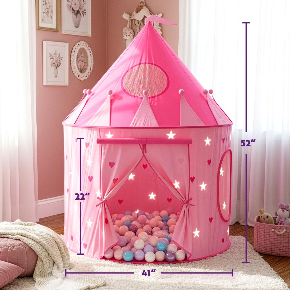 Playz Princess Castle Tent setup ready for playtime