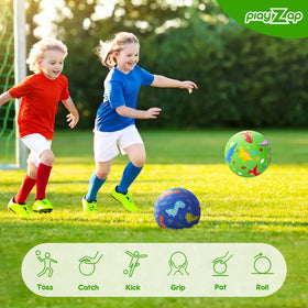 PlayZap backyard family play setup featuring the dinosaur balls.