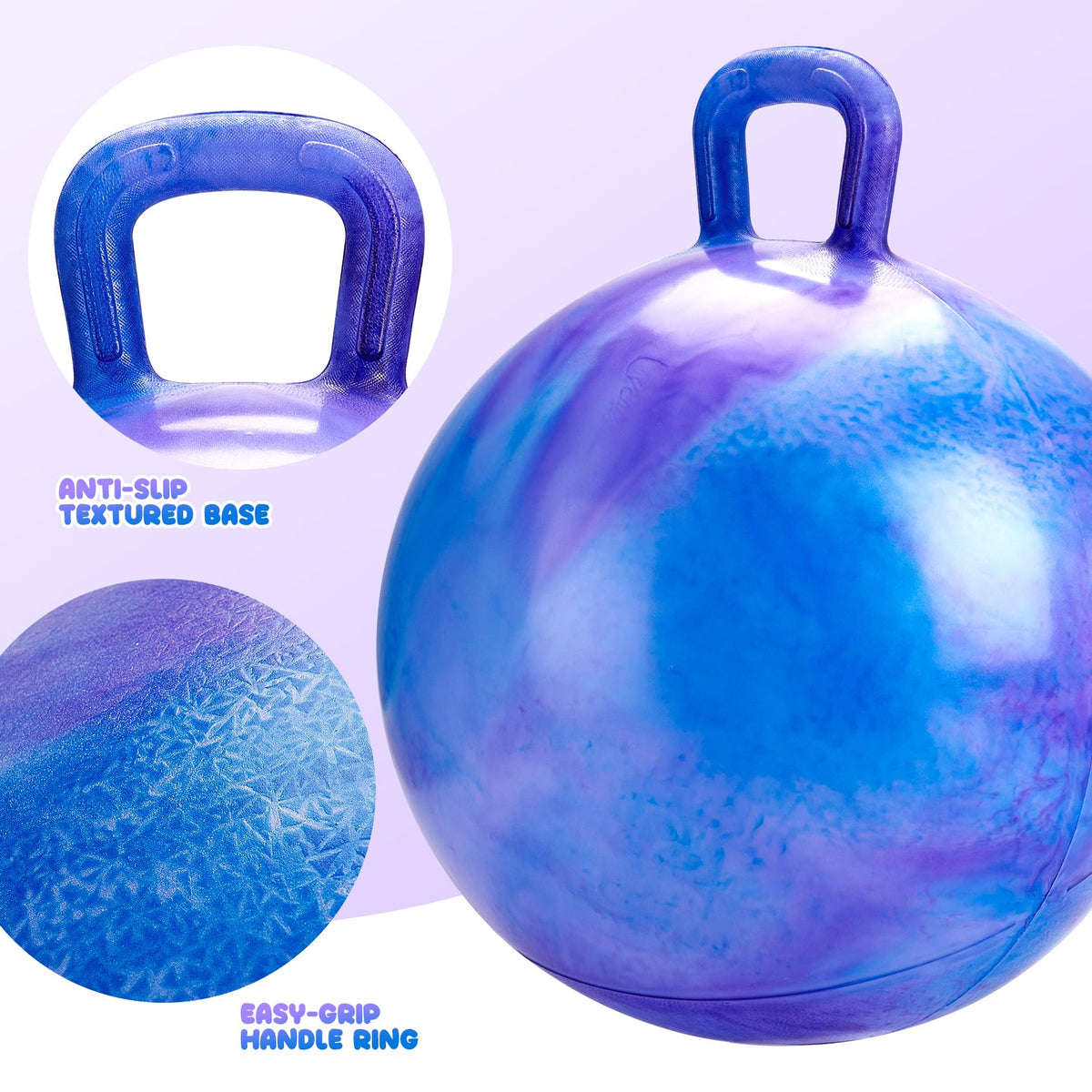 Close-up of PlayZap's sturdy handle showing secure grip for small hands.