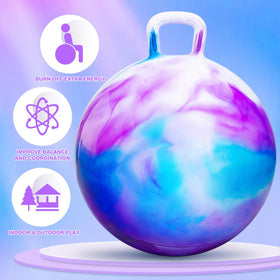Child hops demonstrating balance and coordination using the PlayZap ball