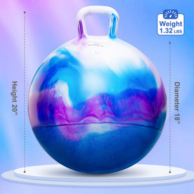 PlayZap hopper ball with handle provides secure grip during hopping sessions.