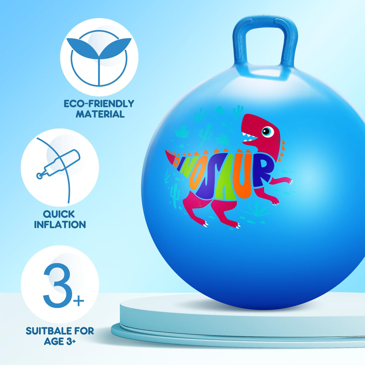 PlayZap hopper ball with handle provides a secure grip during hopping.