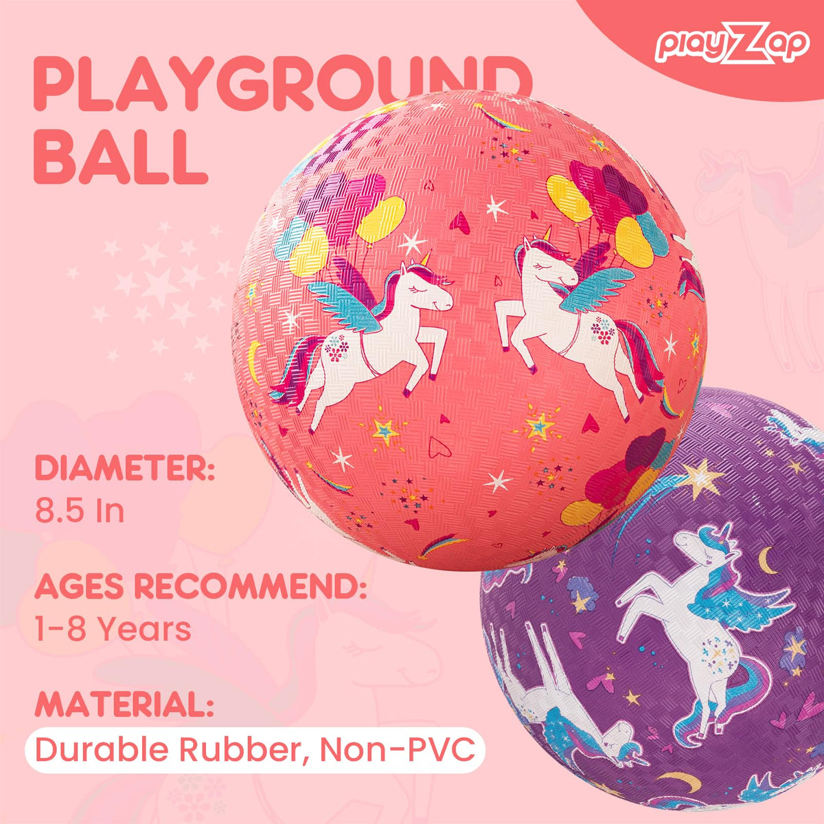 PlayZap unicorn-ball-pump included for easy inflation and quick setup.