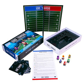 Plearn Pieces 100 Yards game pieces on display for easy setup.