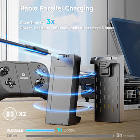 PLEGBLE dual batteries extend flight time for longer recording sessions.