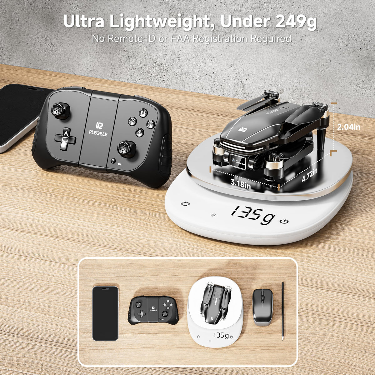 PLEGBLE one-key takeoff/landing and voice control simplify beginner flights.