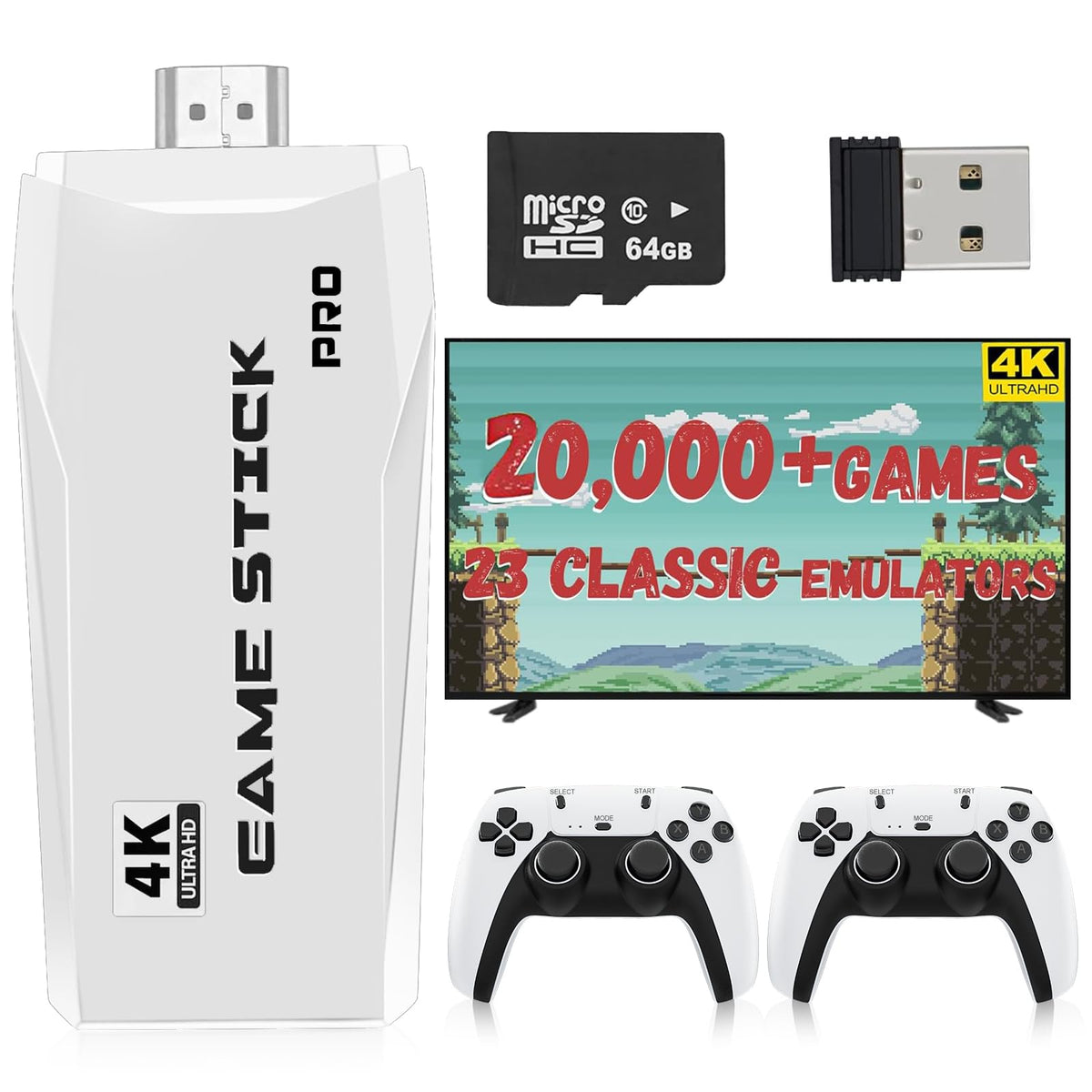 Plestudent new retro game console front view—instant access to 20,000+ games.