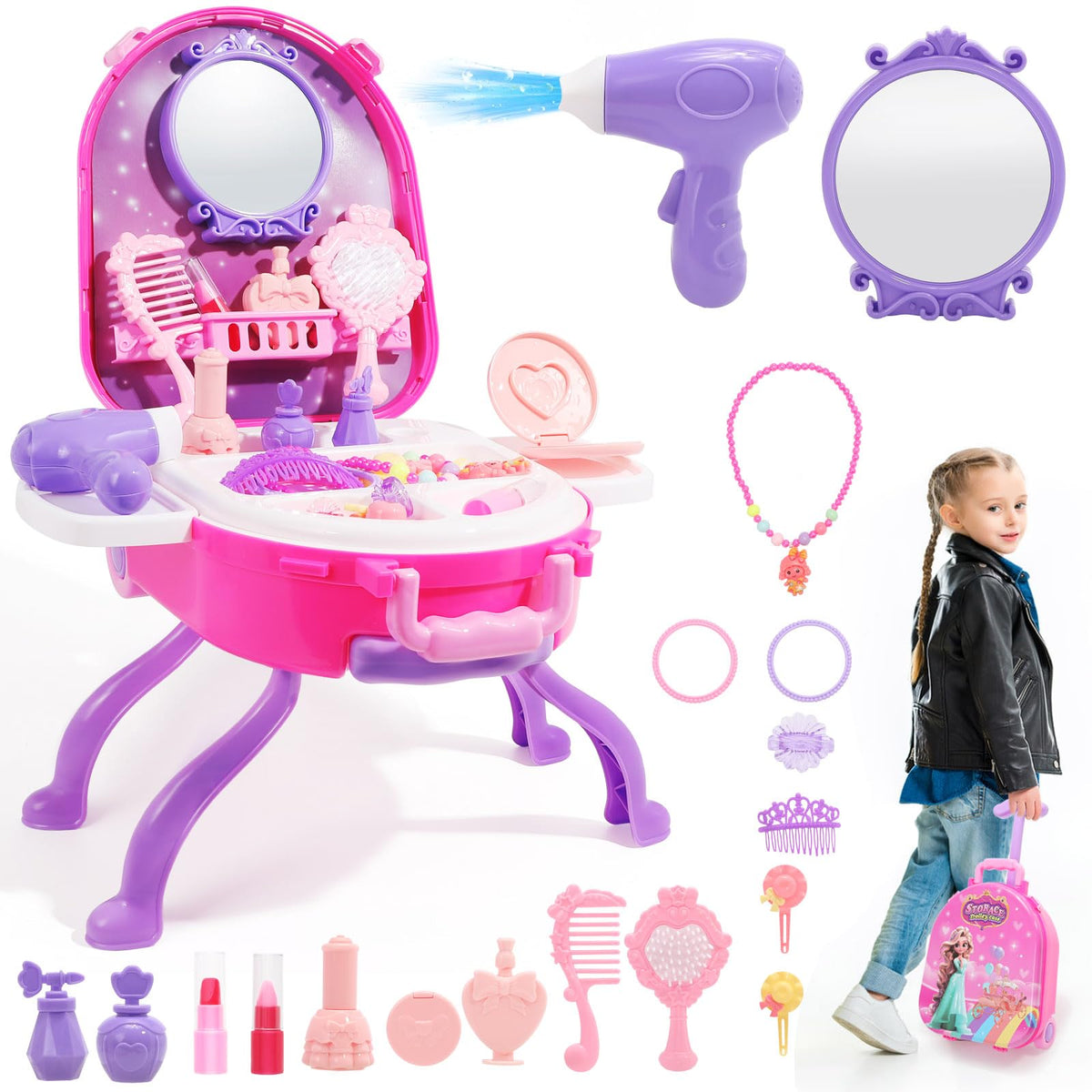 Plintone 4-in-1 vanity table setup encourages imaginative play and organization.