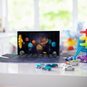 Pllieay 3D Solar System hanging planets in the starry display box.