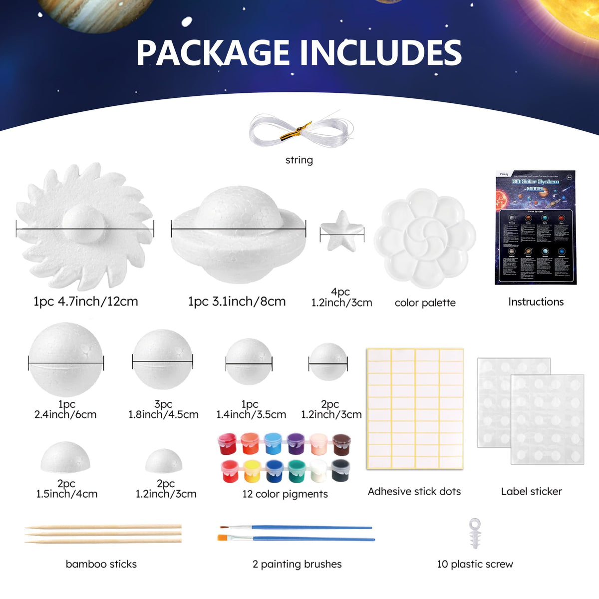 Pllieay 3D Solar System paint palette, enabling vibrant planet coloring sessions.