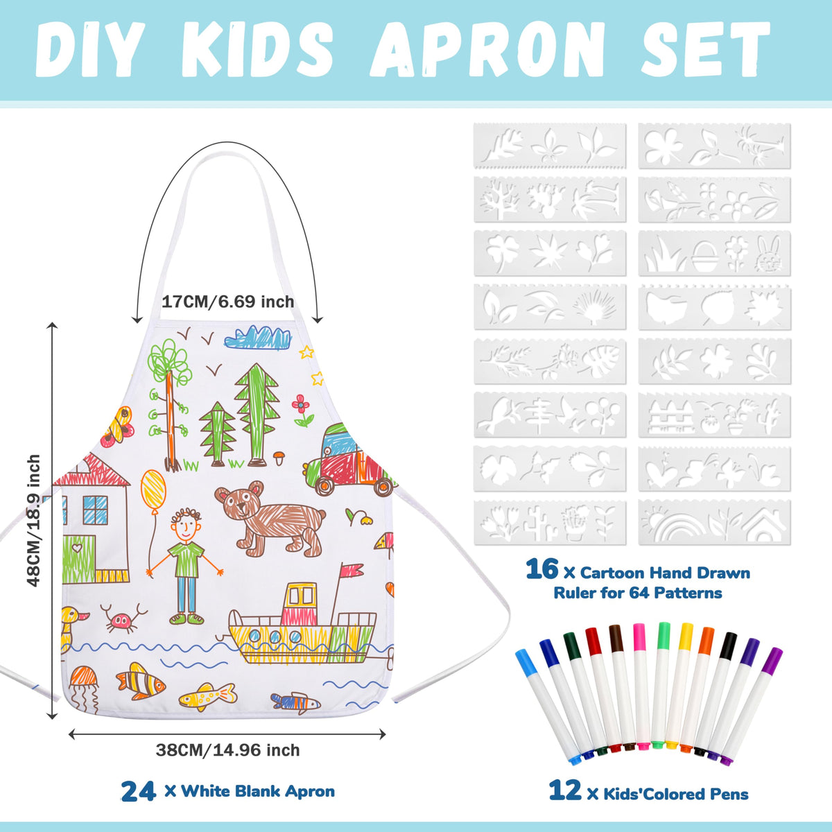 Pllieay 64-pattern stencil pack supports creative journaling for kids.