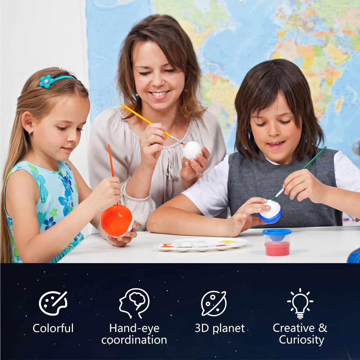 Pllieay label stickers help organize planet names clearly.