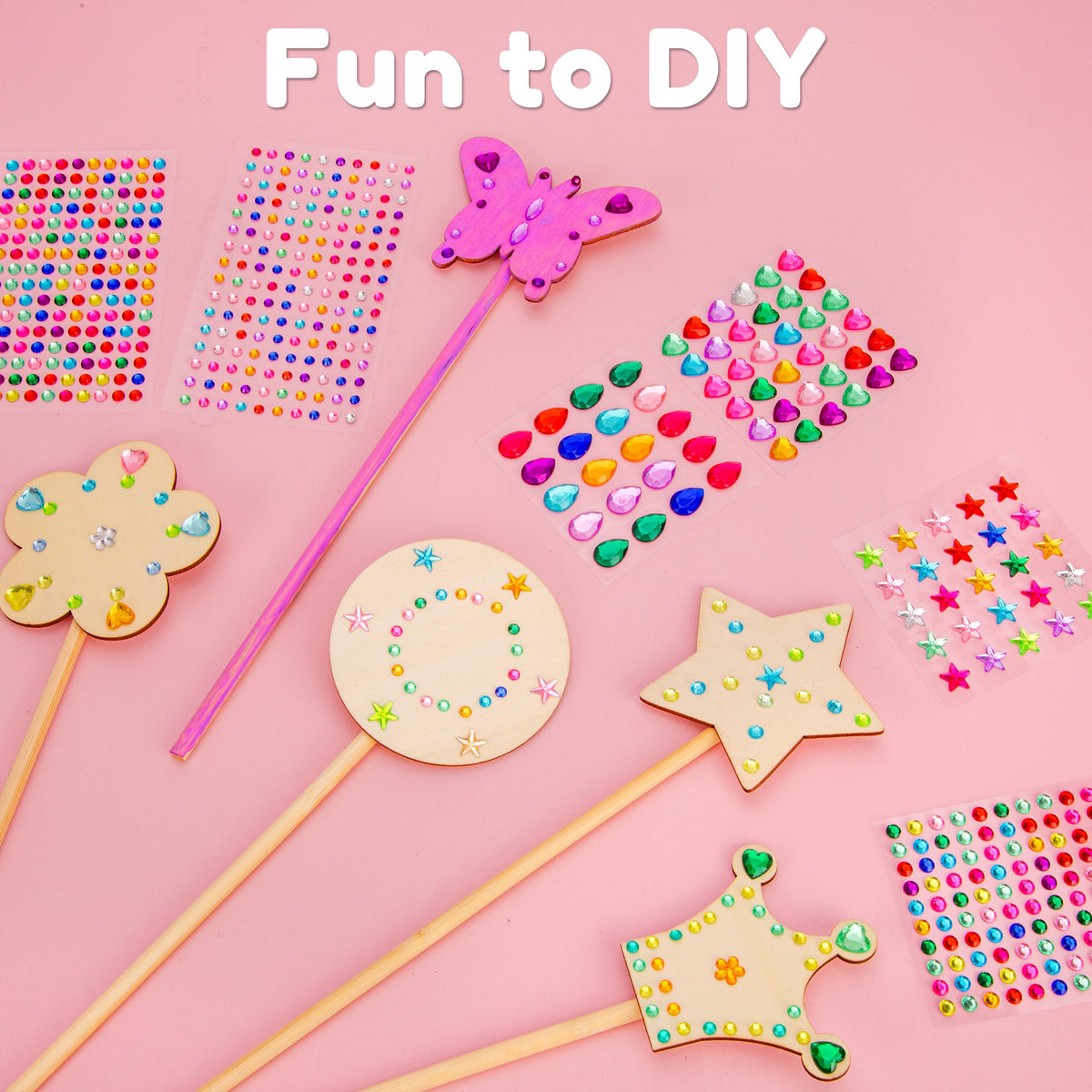 Pllieay make-your-own-wand kit ready for painting and customization fun.