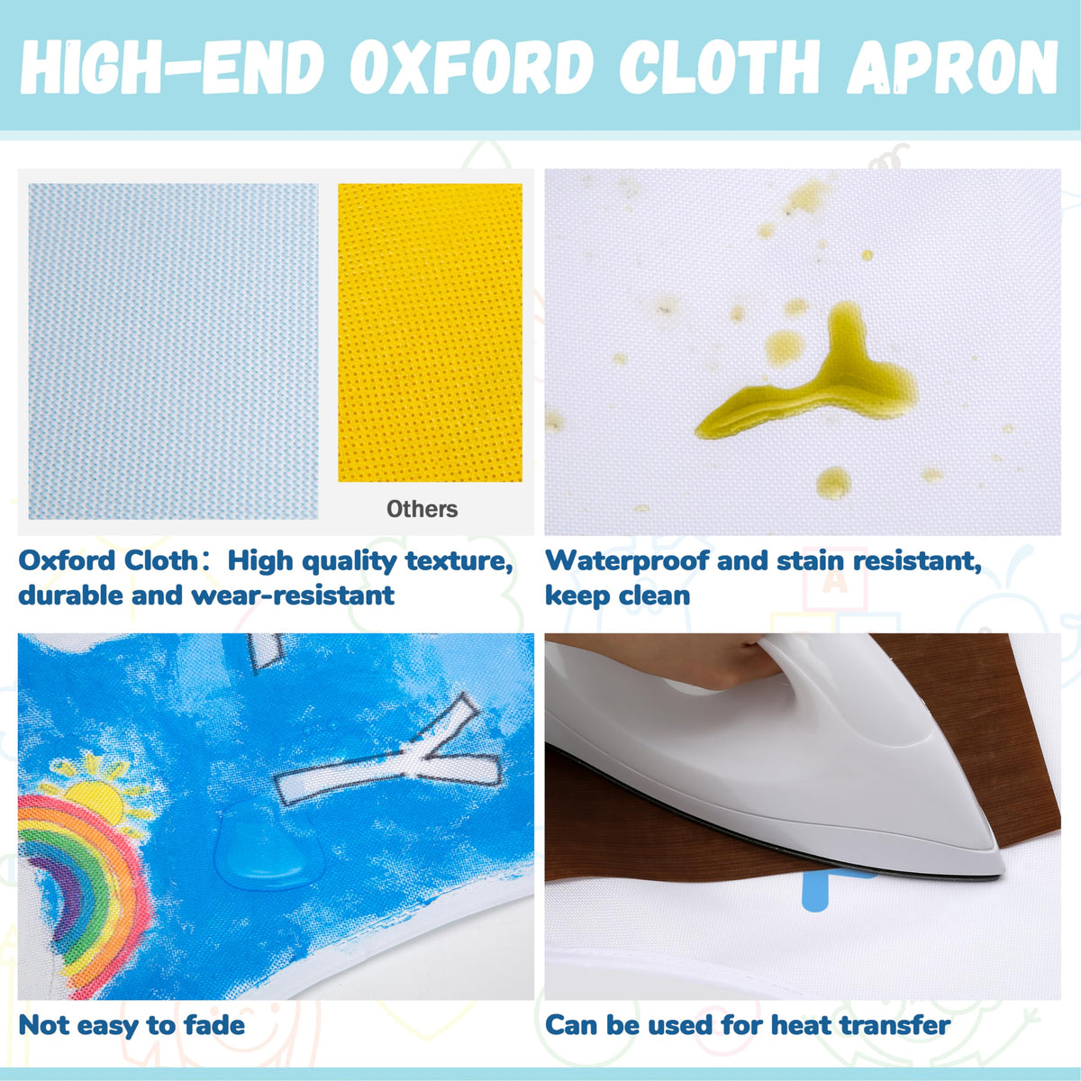 Pllieay oxford cloth kid apron offers durable, easy cleanup for kids.