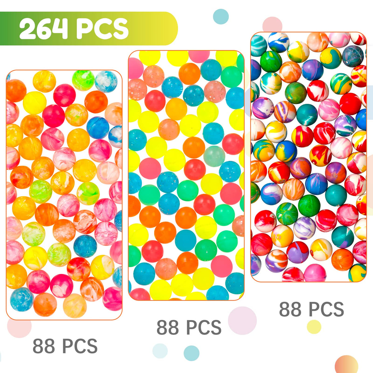 Pllieay random 3-style neon bouncy balls for gift bags and play.
