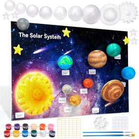 Pllieay solar-system-display-board oversized for interactive learning.