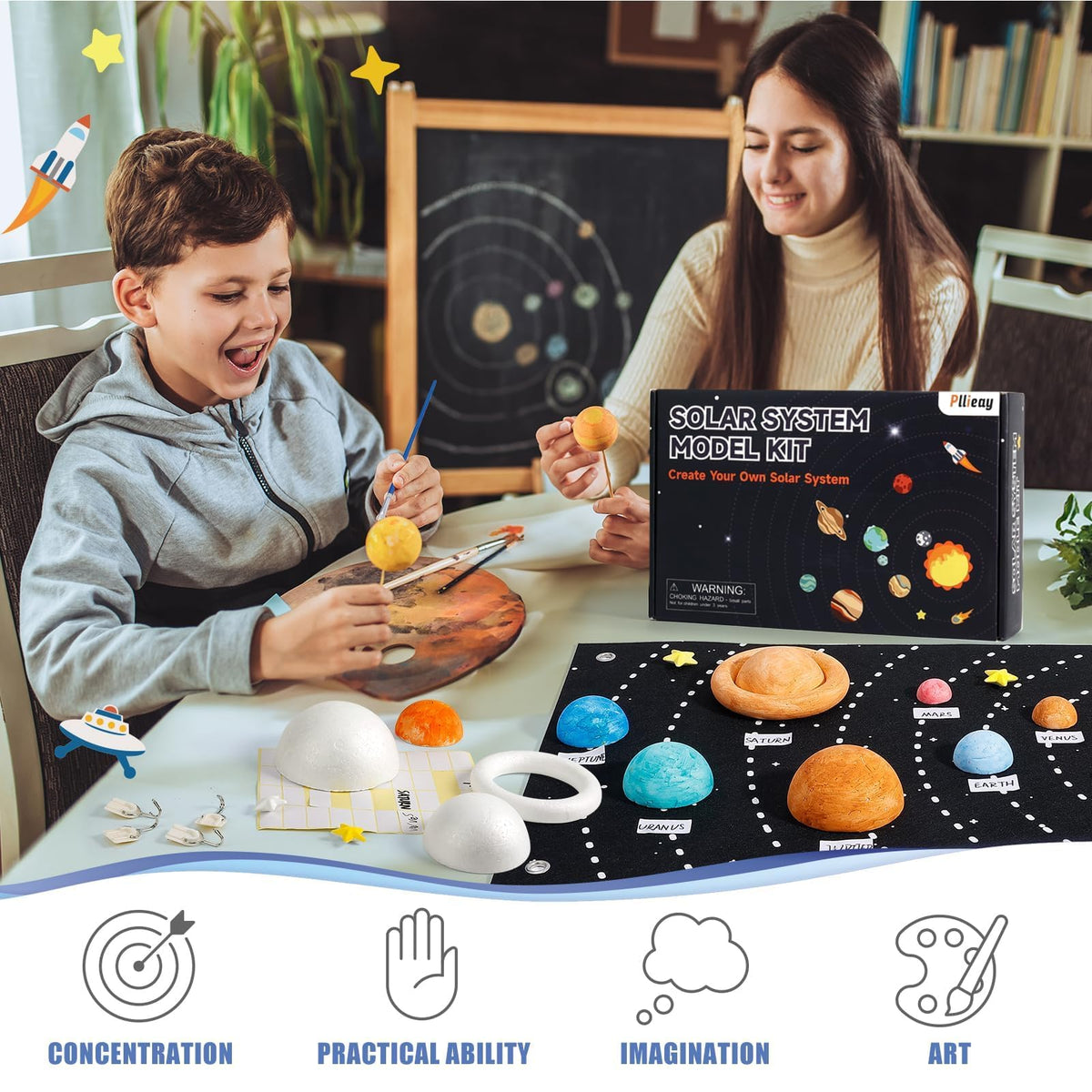 Pllieay painting brushes enable vivid planet coloring and customization.