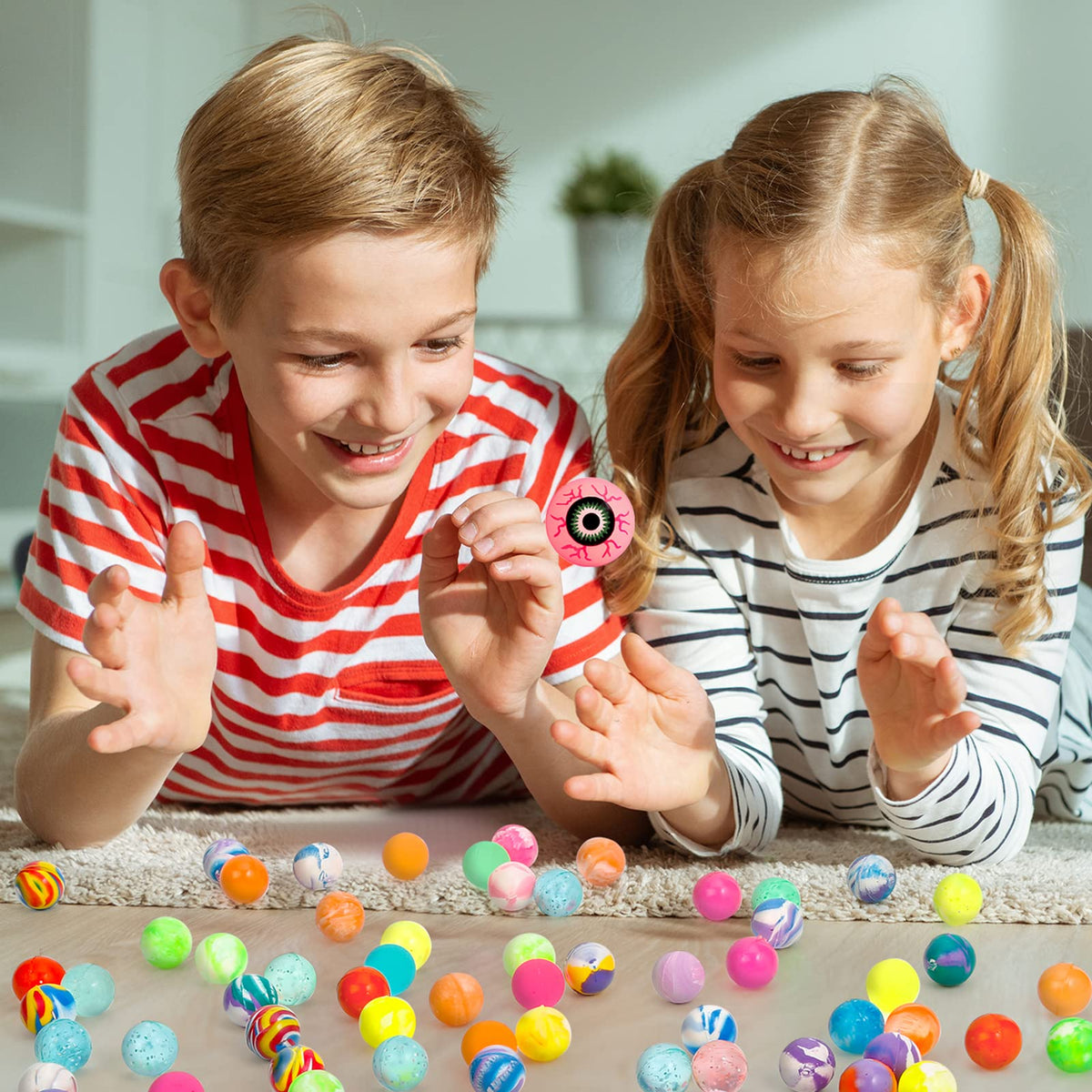 Pllieay classroom prizes bouncy balls for rewards and activities.