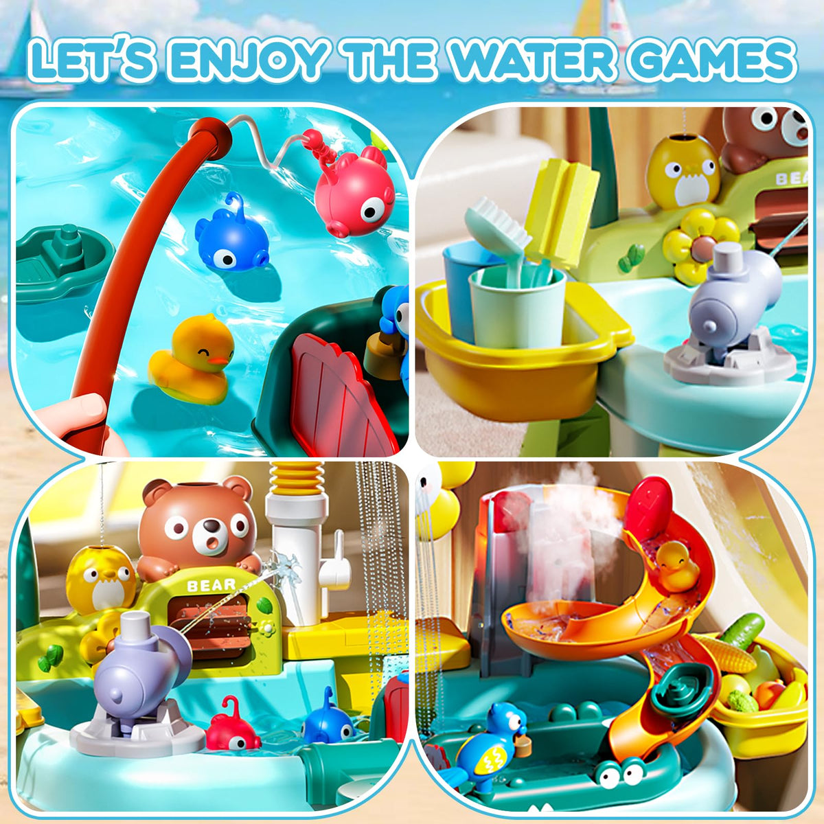 Ploomi play-food accessories set enables pretend cooking and cleanup.