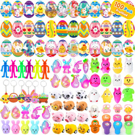 PLOUGVI Easter eggs 100-pack with built-in toys for exciting hunts.