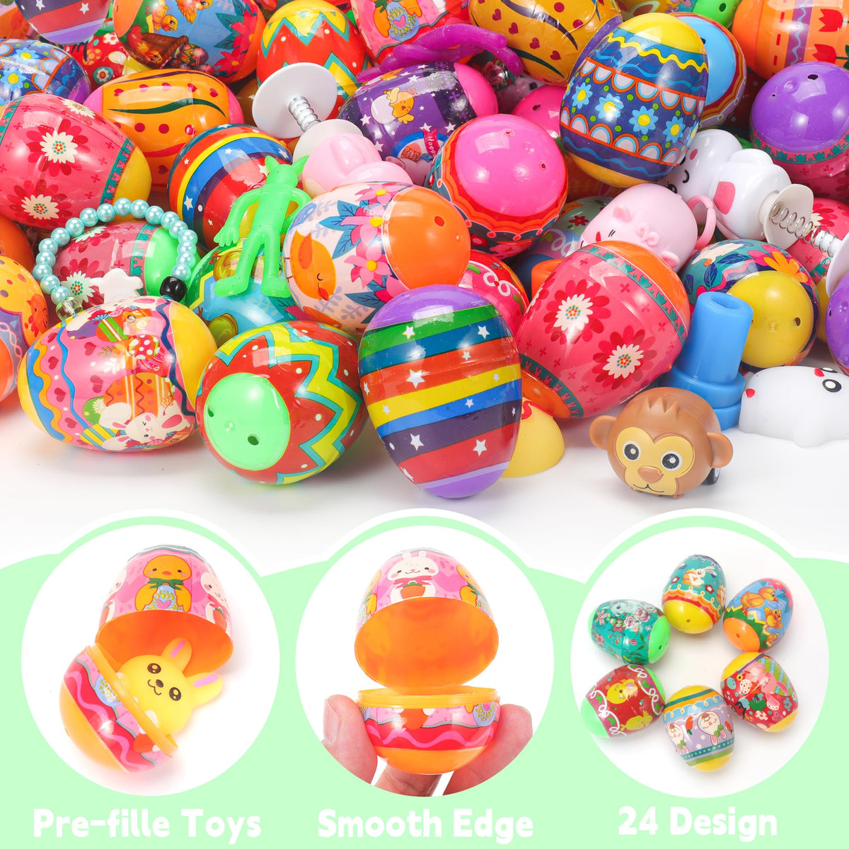 PLOUGVI Easter eggs ideal for classroom prizes and party favors.