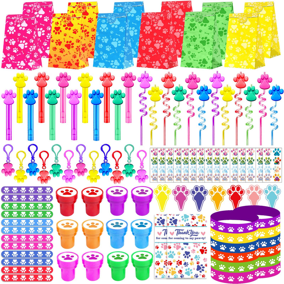 PLOUGVI Paw Crazy Straws for kids' party fun and colorful sipping.