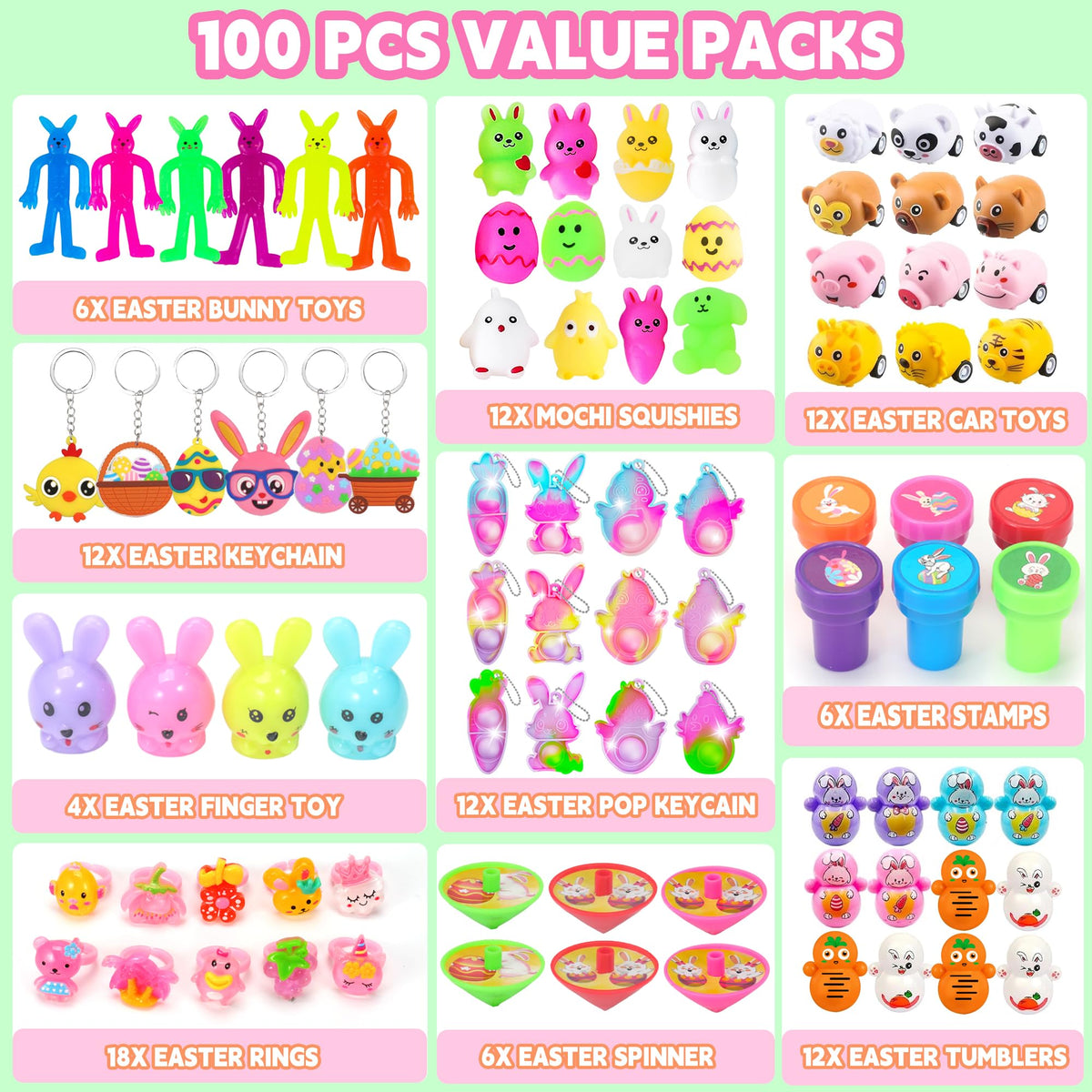 PLOUGVI prefilled eggs showing toy variety for classroom rewards.