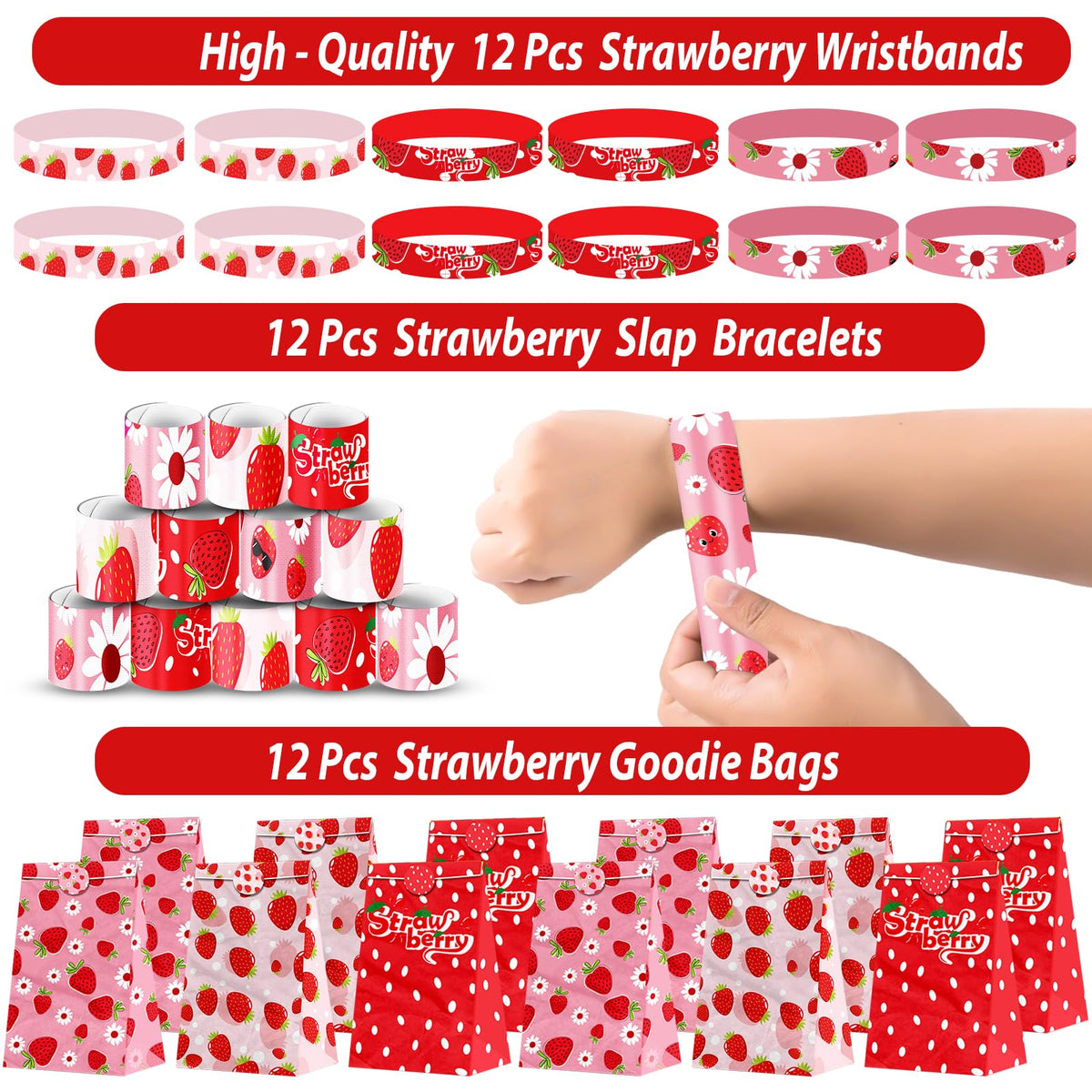 PLOUGVI strawberry bubble wands with charms for imaginative play