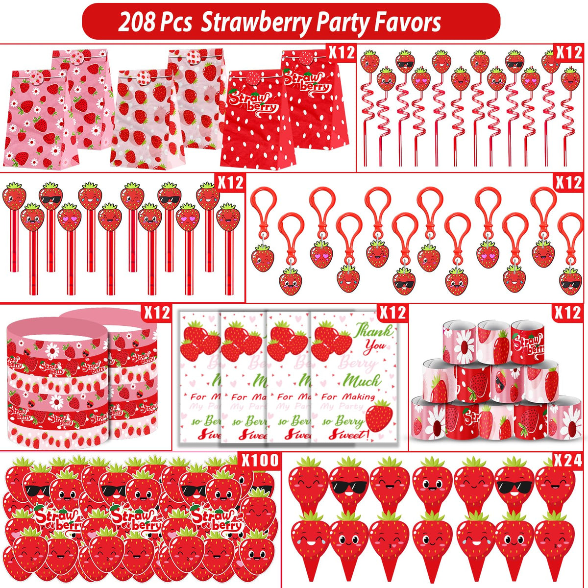 PLOUGVI strawberry wristbands for kid-friendly party access