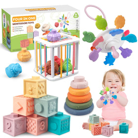 Plunack 4-in-1 Montessori blocks support early color and shape recognition during play.