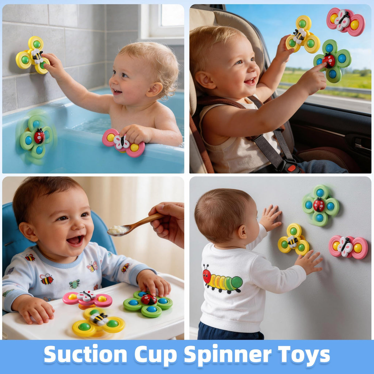 Plunack 6-in-1 suction cup spinner sticks to surfaces and spins for versatile play