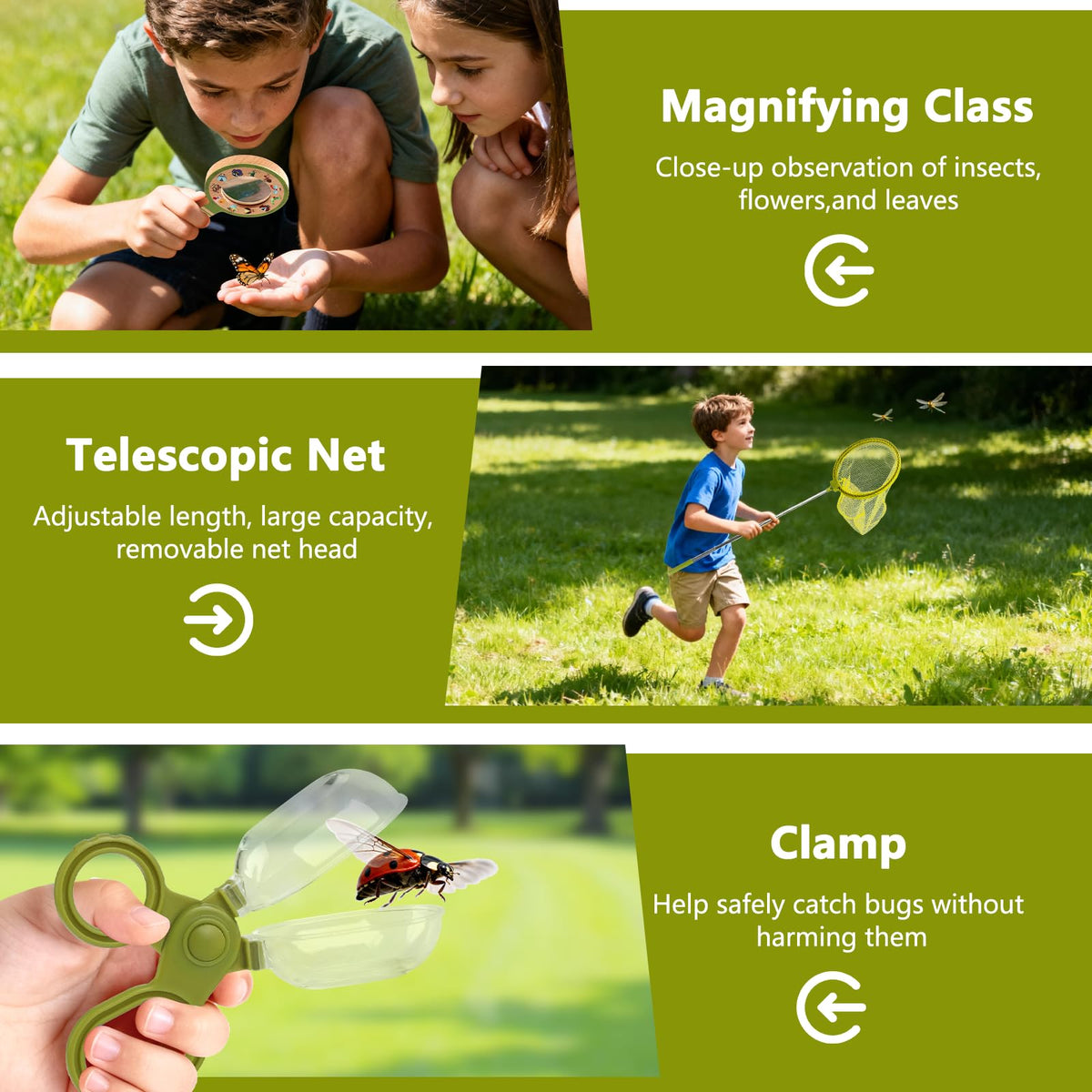 Plunack butterfly net extended for easy catching outdoors