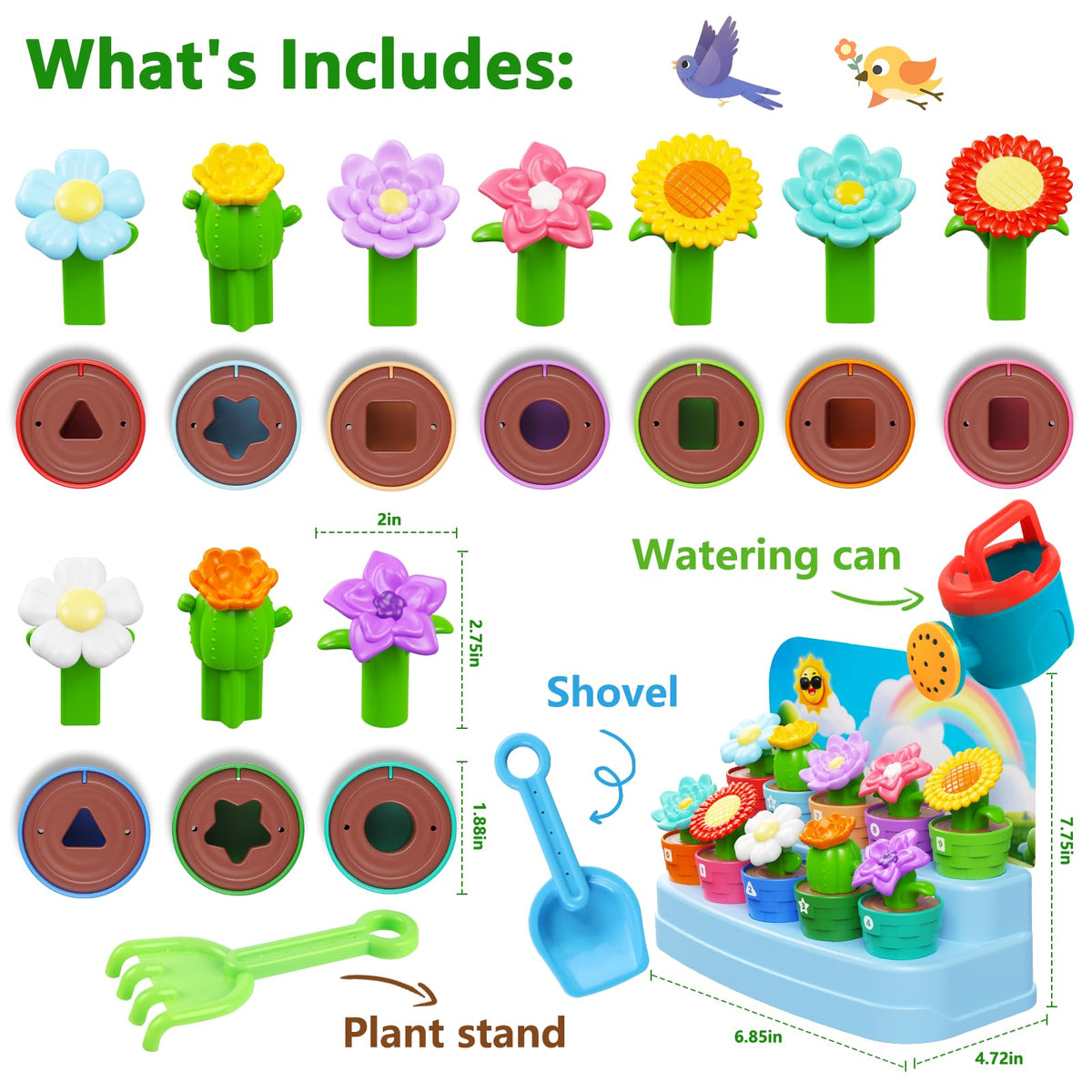 Plunack color and shape pots aid early recognition through sorting.