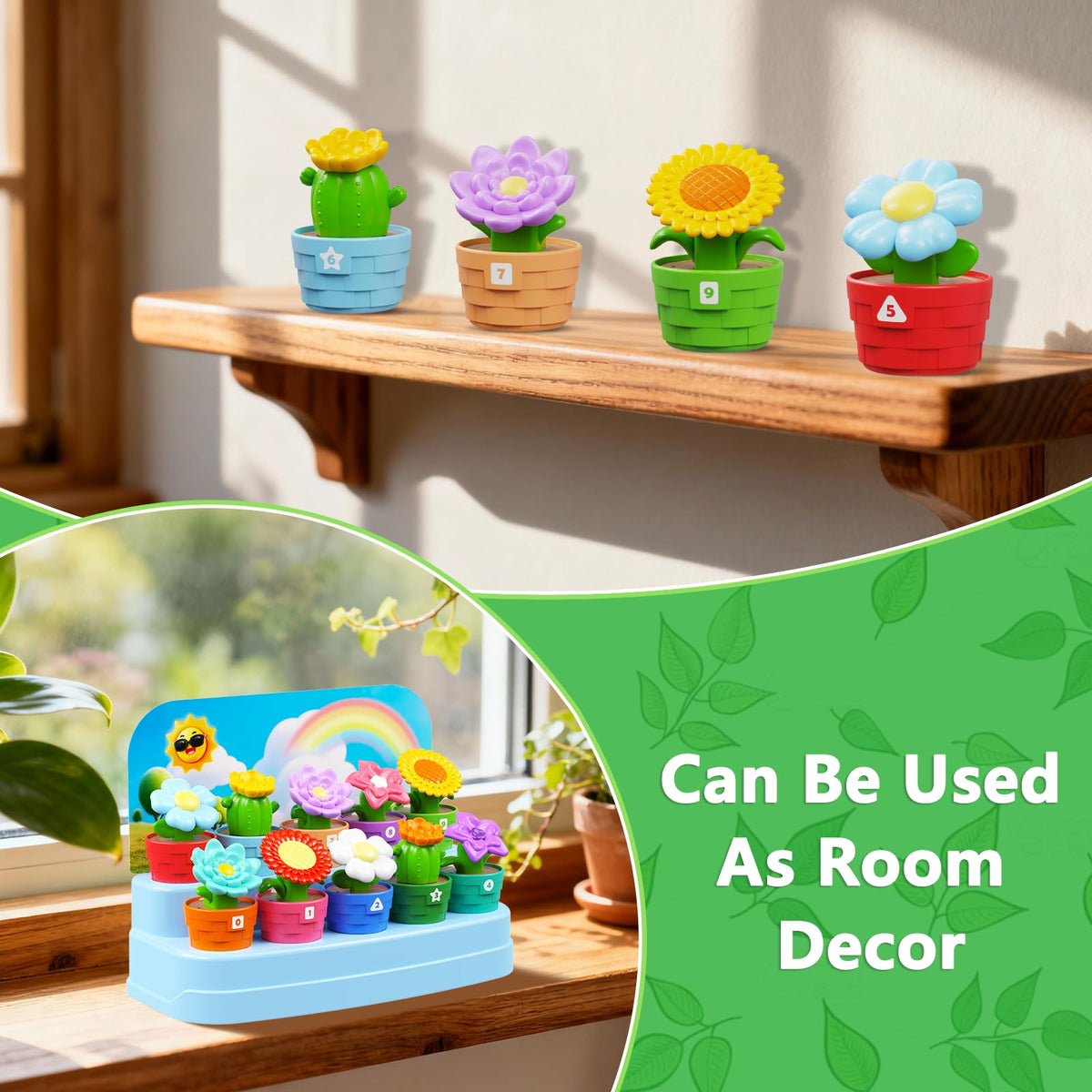 Plunack flower pots and flowers encourage imaginative garden play.