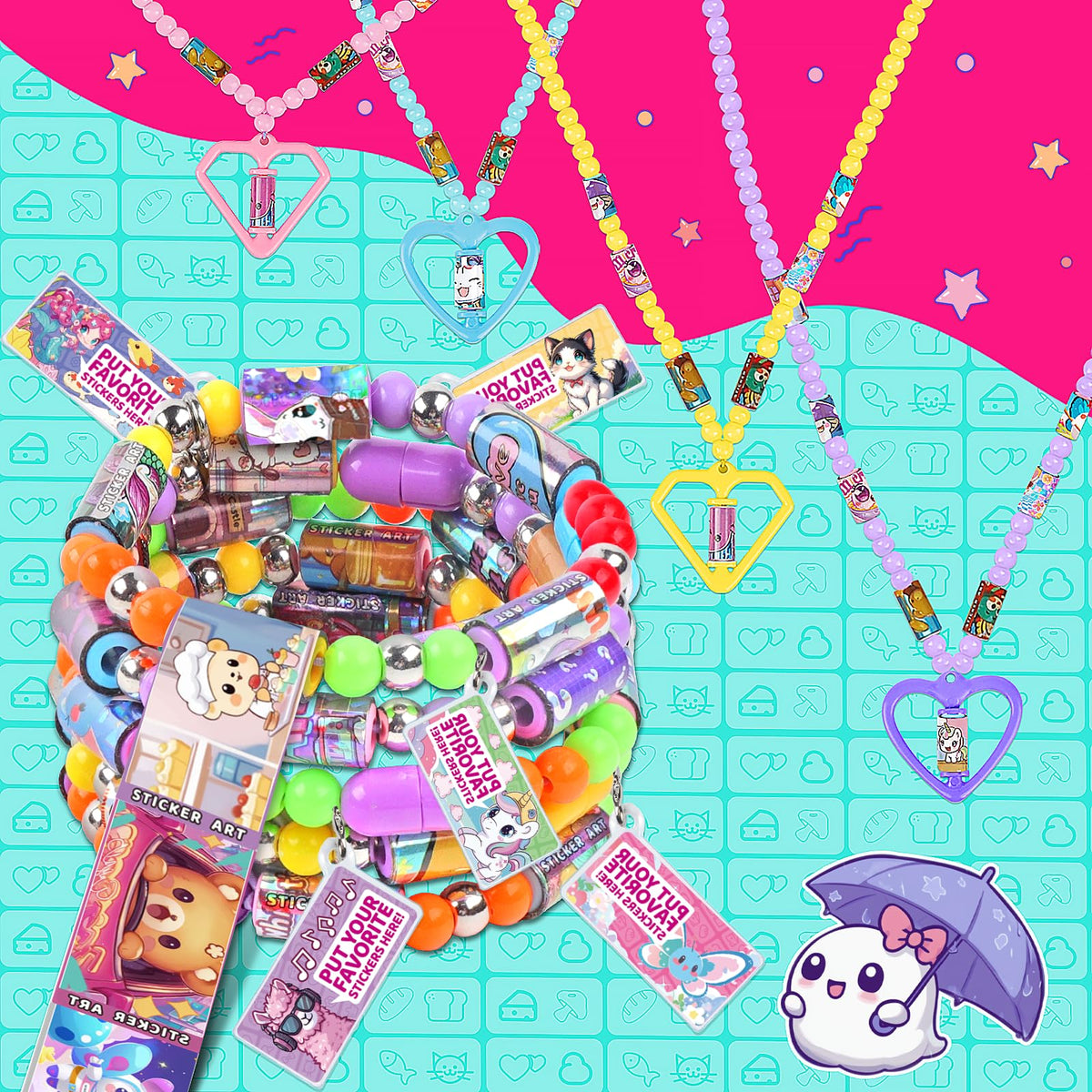 Plunack beads and cords empower kids to design vibrant bracelets and necklaces.