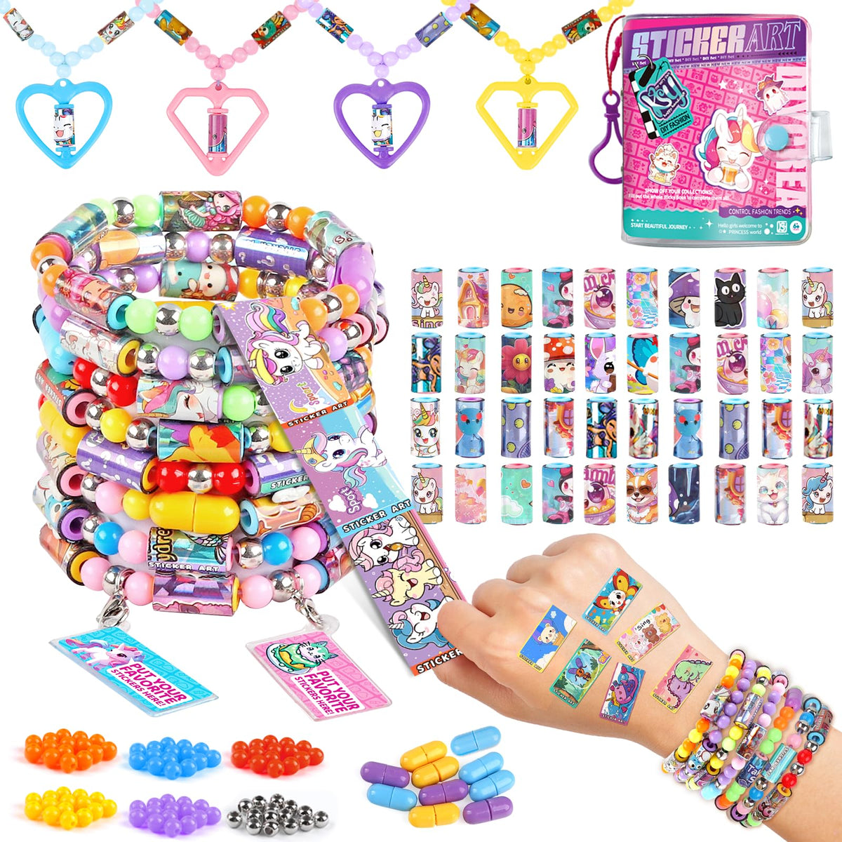 Plunack Sticker Bracelet Kit with holographic stickers for creative play and sharing.