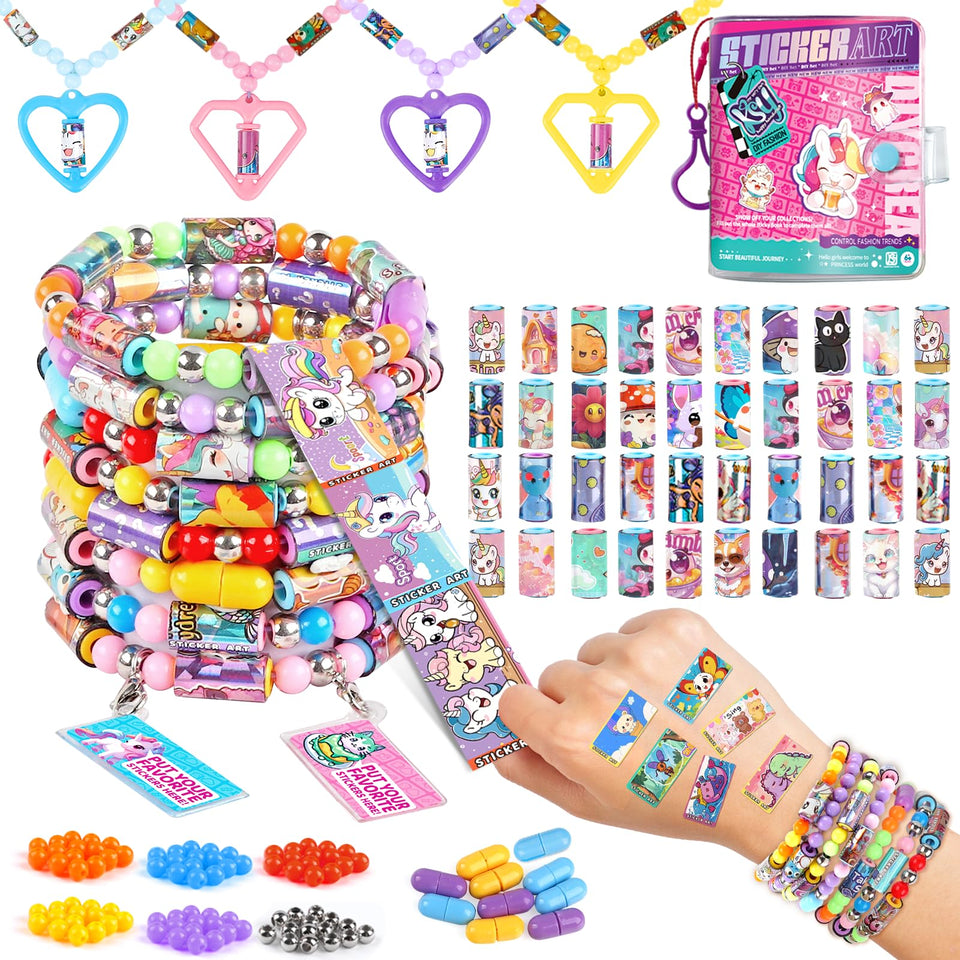 Plunack Sticker Bracelet Kit with holographic stickers for creative play and sharing.