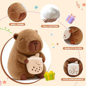 Plupiapio Capybara Plush 13-inch height offers a gentle hug during car rides.